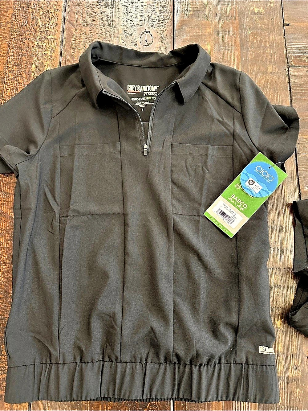 Greys Anatomy scrub NWT  Black Zip Front Top small